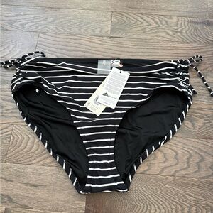 CALIA Black and White Striped Bikini Bottoms